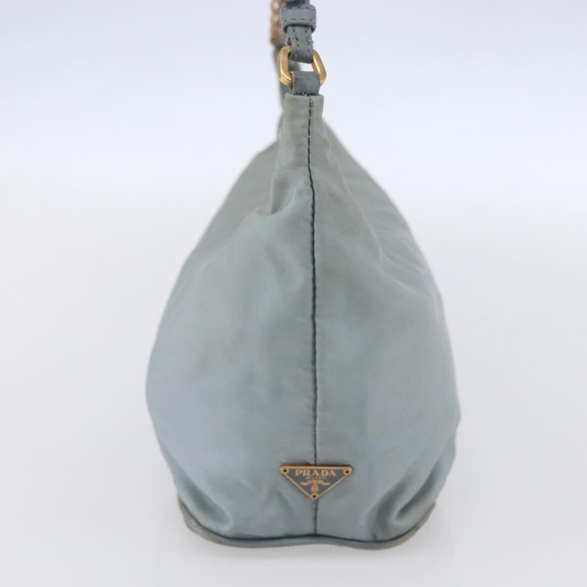 PRADA Chain Shoulder Bag Nylon Light Blue Gold
