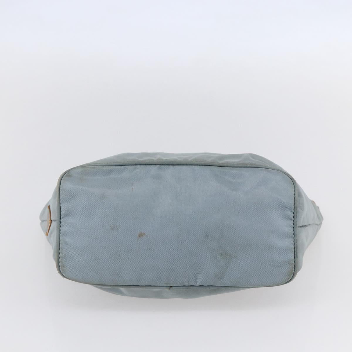 PRADA Chain Shoulder Bag Nylon Light Blue Gold