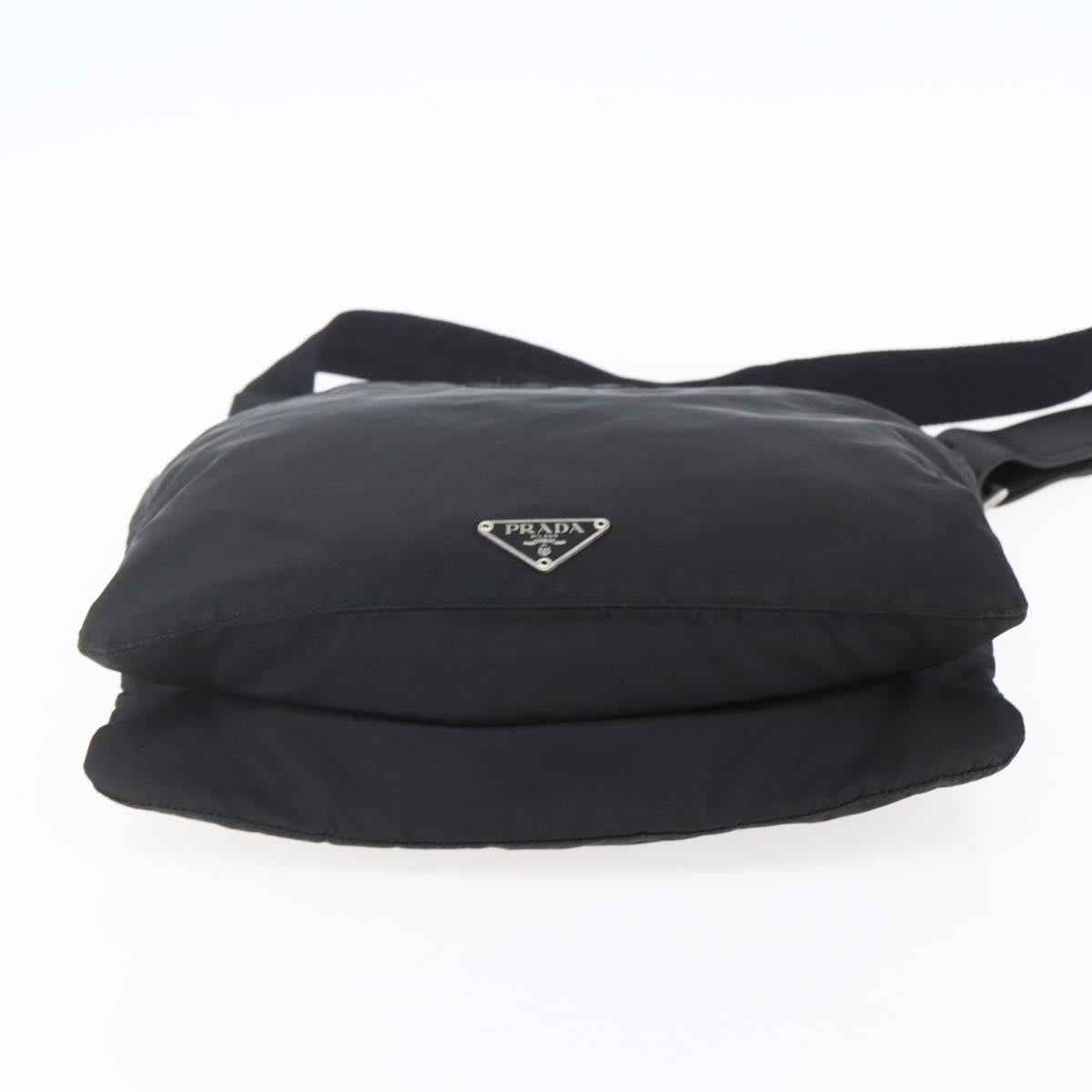 PRADA Shoulder Bag Nylon Black Silver
