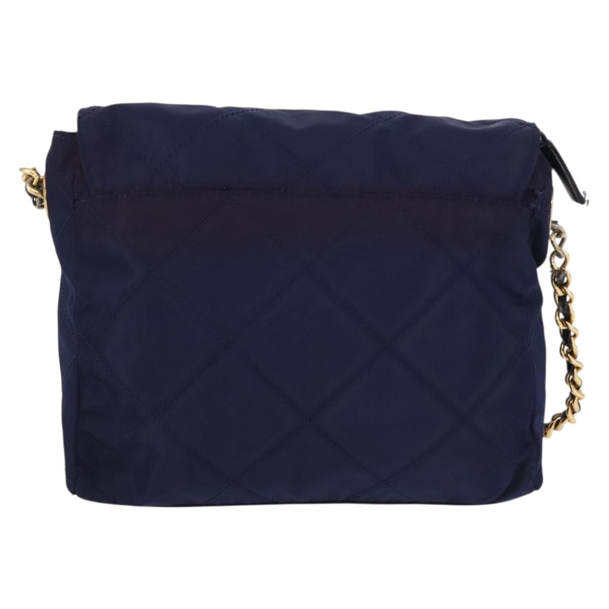 PRADA Chain Shoulder Bag Nylon Purple Gold