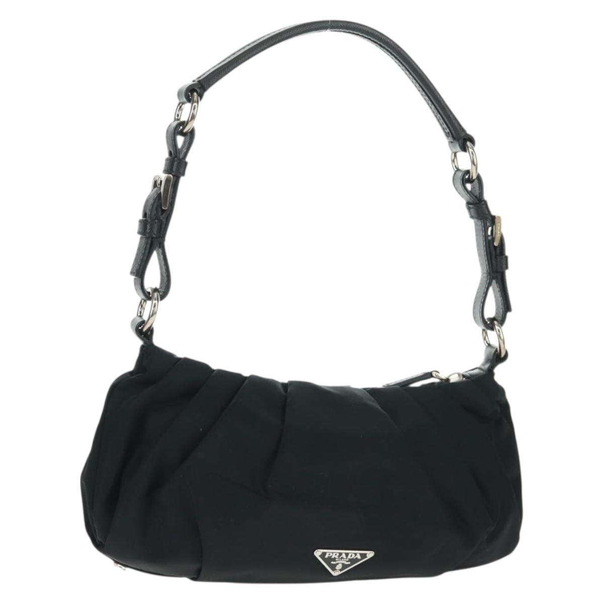 PRADA Shoulder Bag Nylon Black Silver