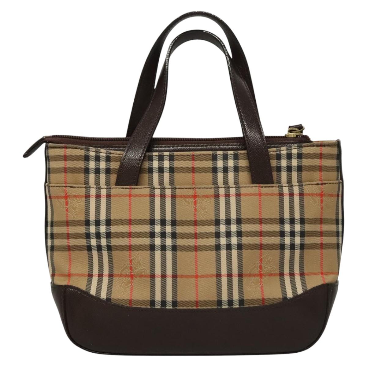 BURBERRY Nova Check Hand Bag Canvas Beige