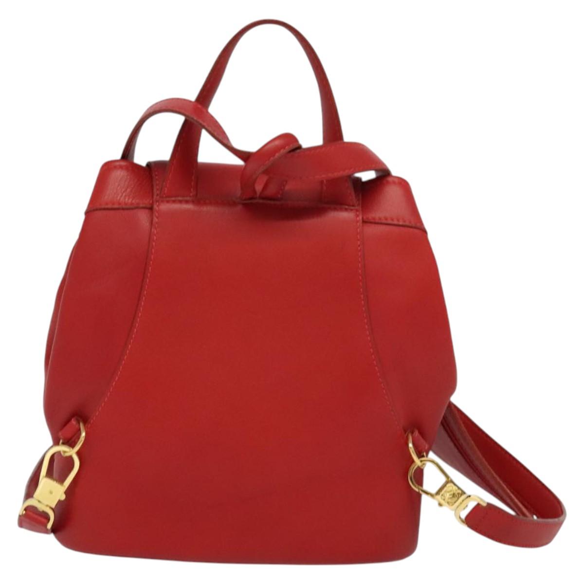 LOEWE Backpack Leather Red Gold