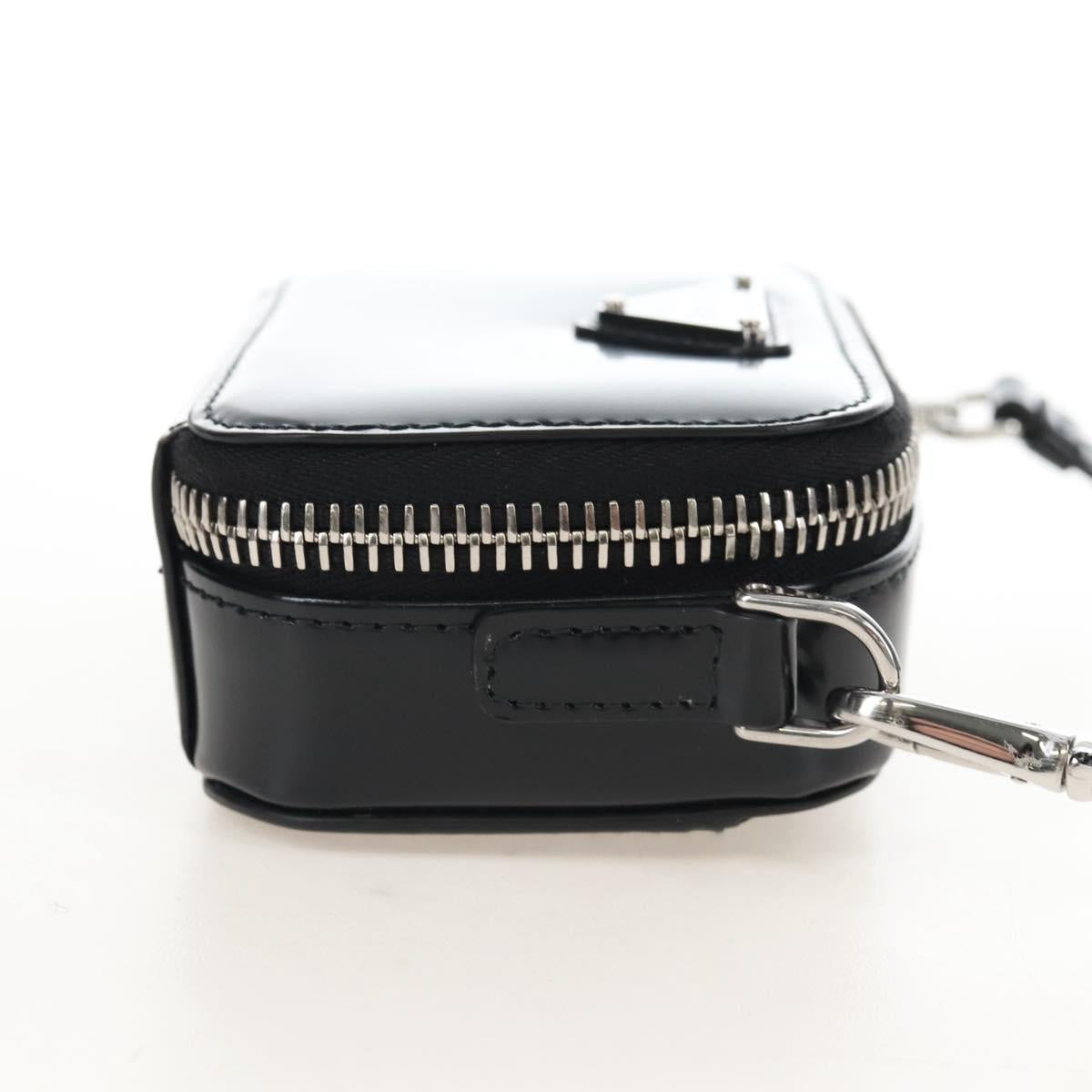 PRADA Shoulder Pouch Leather Black Silver
