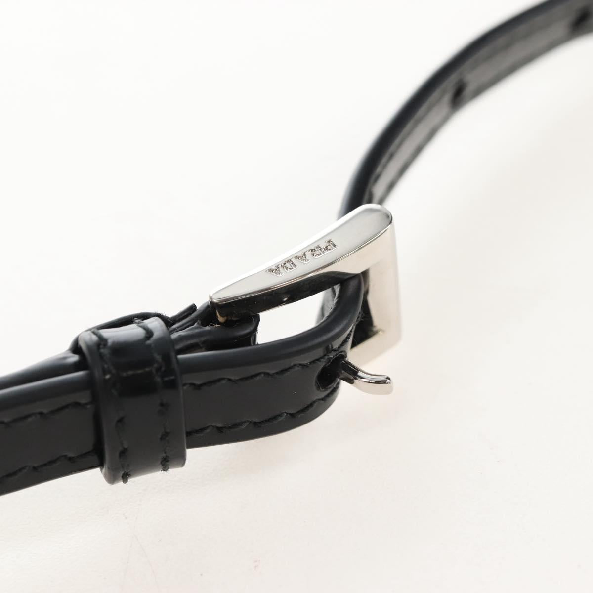PRADA Shoulder Pouch Leather Black Silver