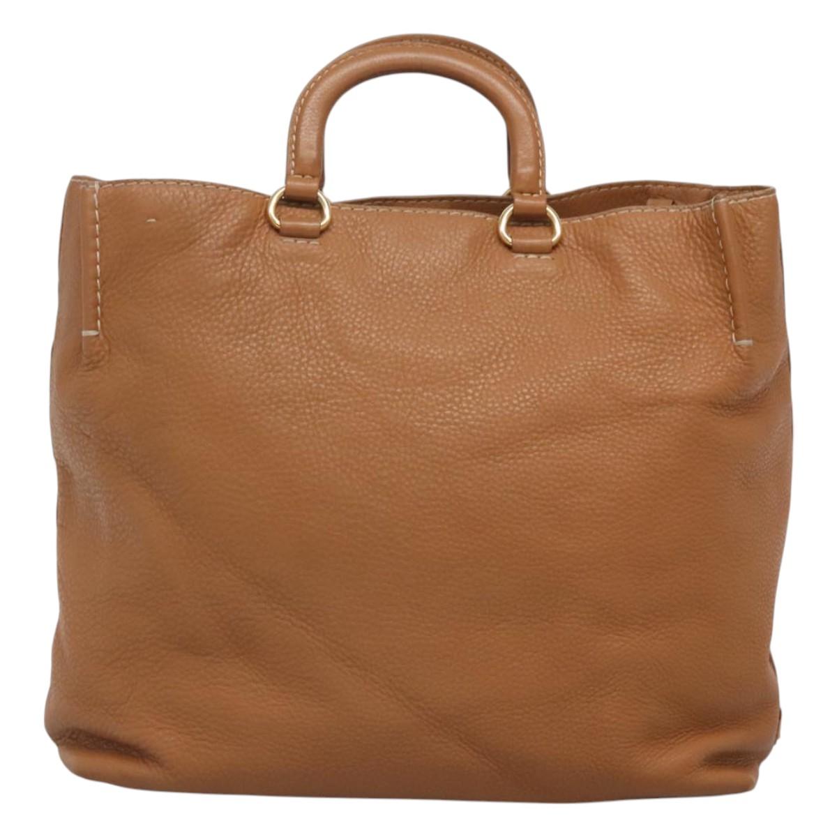 PRADA Hand Bag Leather 2way Beige Gold