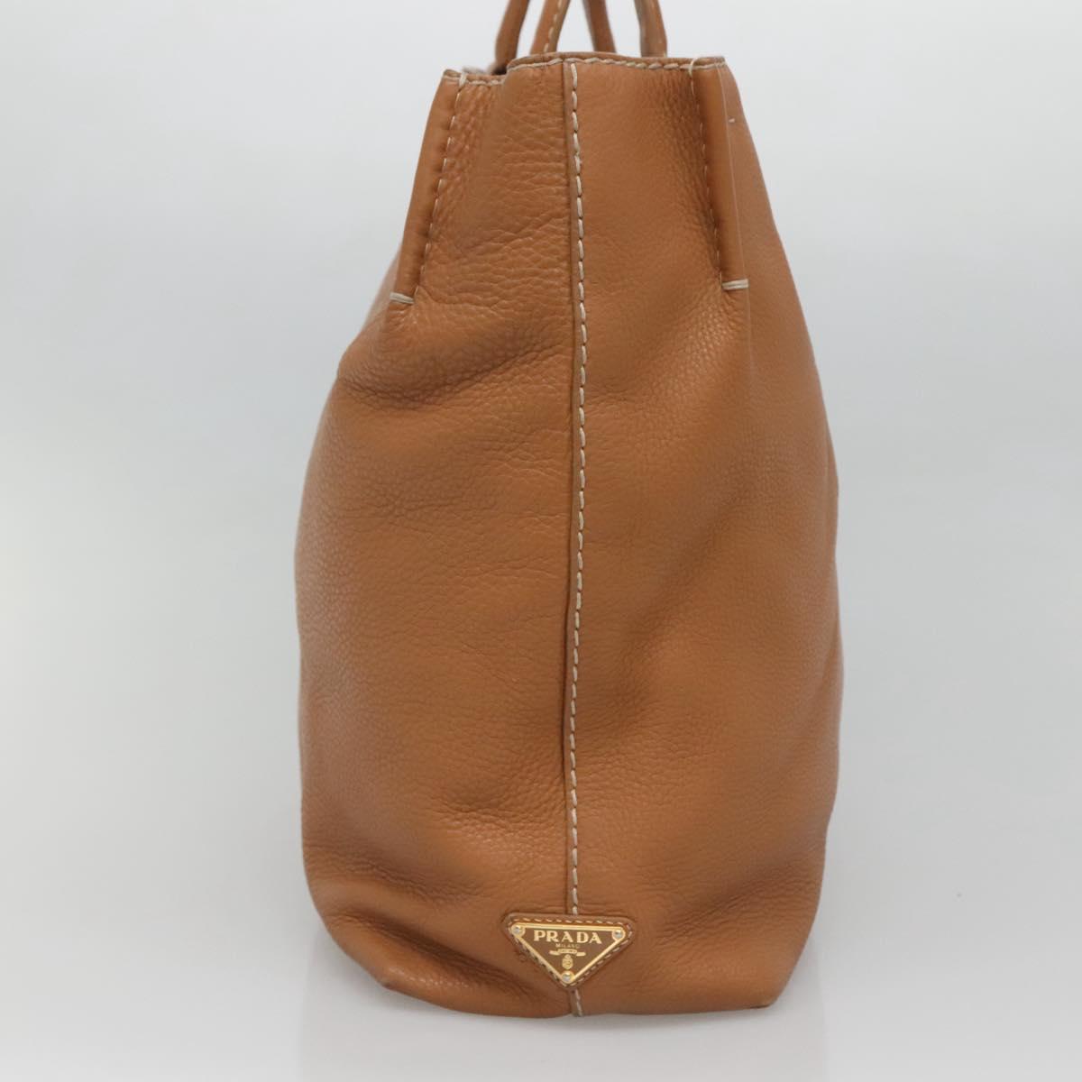 PRADA Hand Bag Leather 2way Beige Gold