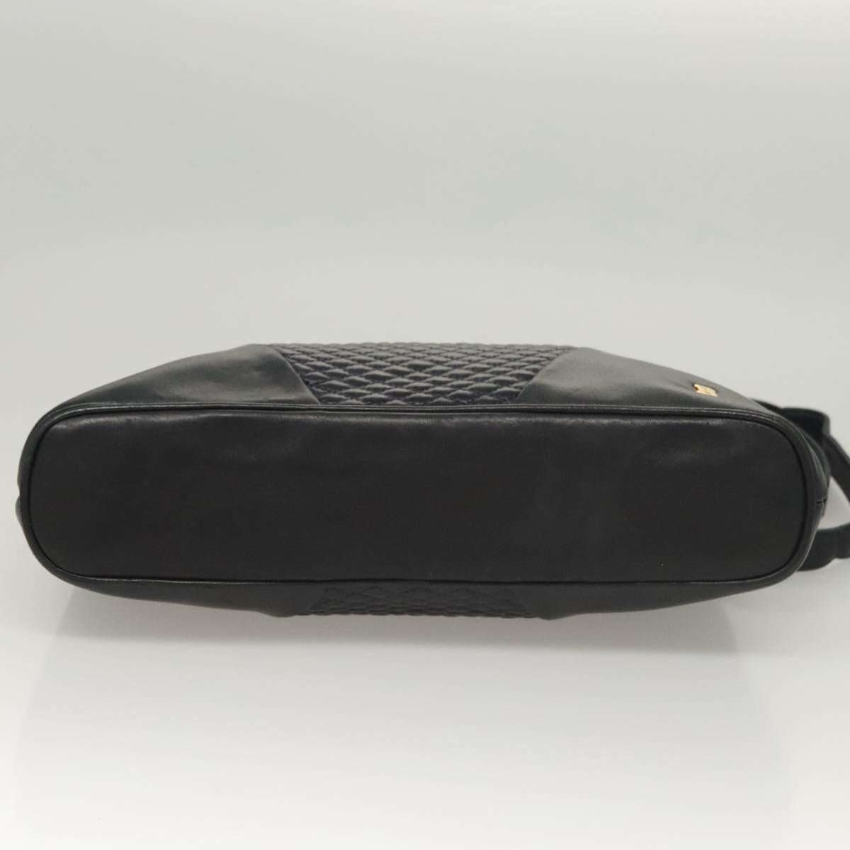 BALLY Quilted Shoulder Bag Leather Navy Gold