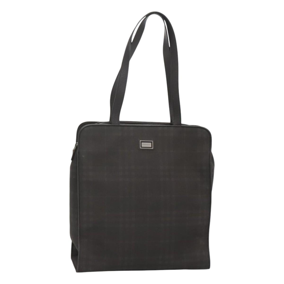 BURBERRY Nova Check Tote Bag PVC Black