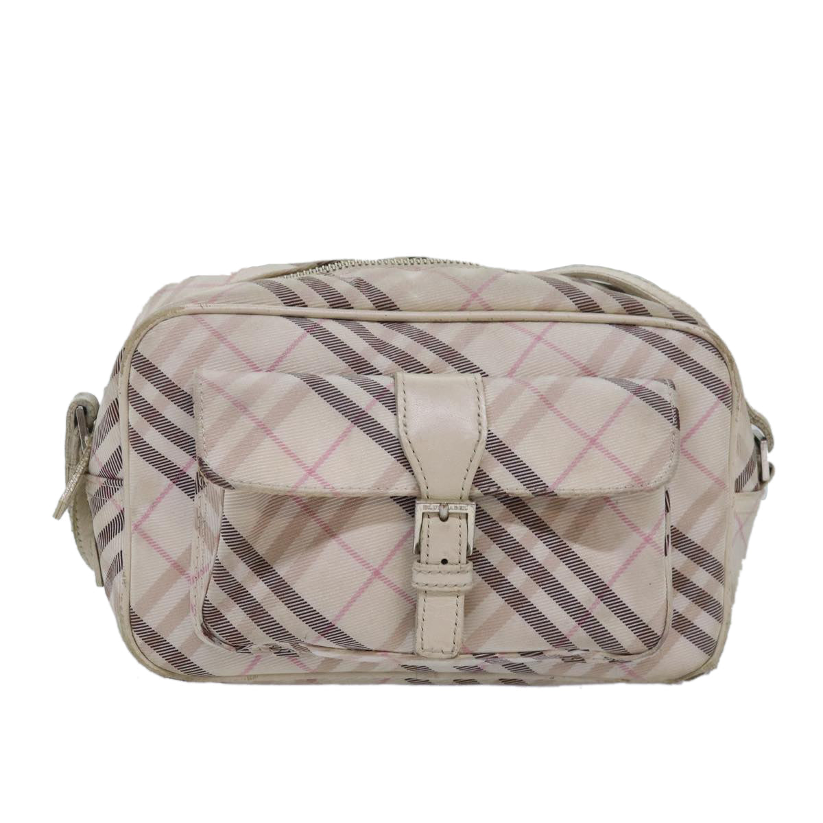 BURBERRY Nova Check Blue Label Shoulder Bag Canvas Pink