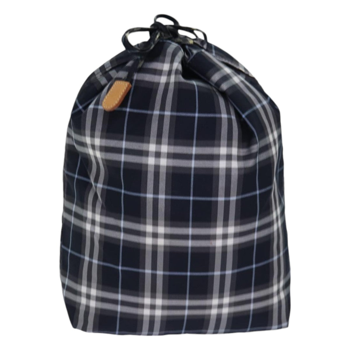 BURBERRY Nova Check Blue Label Drawstring Bag Pouch Nylon Navy