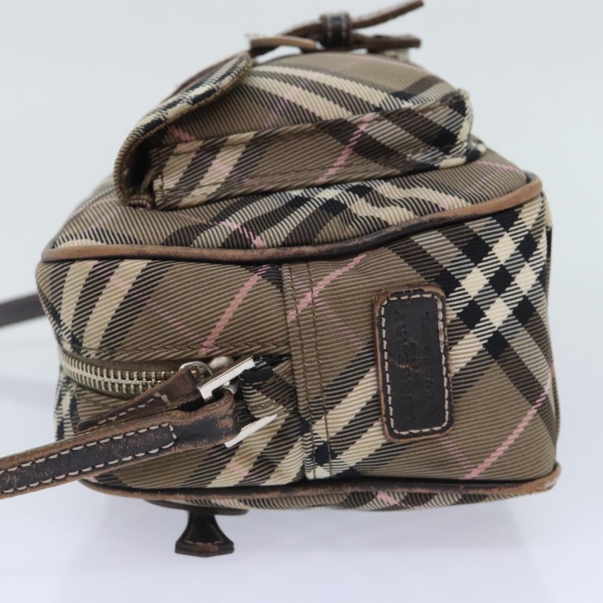 BURBERRY Nova Check Blue Label Shoulder Bag Nylon Brown