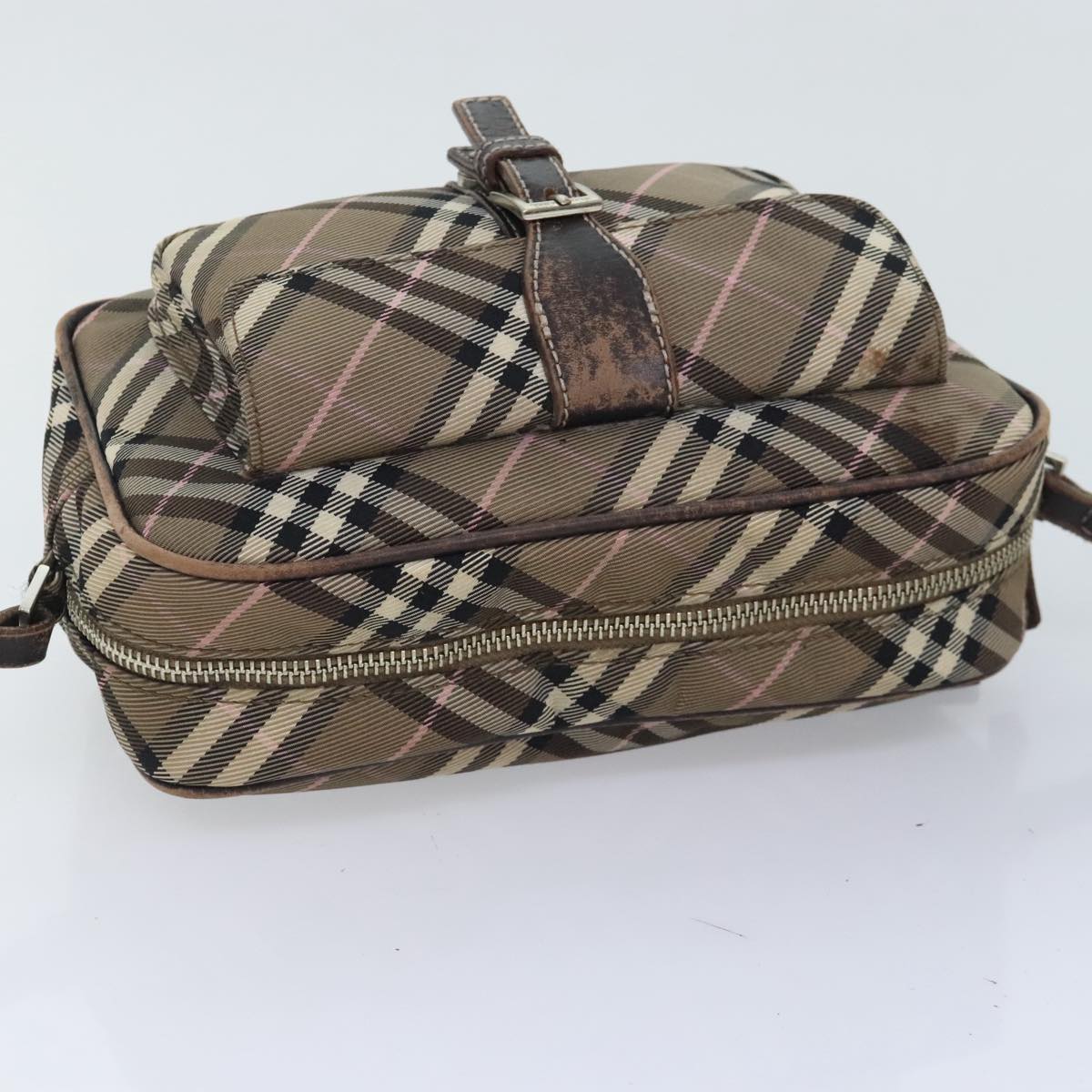 BURBERRY Nova Check Blue Label Shoulder Bag Nylon Brown