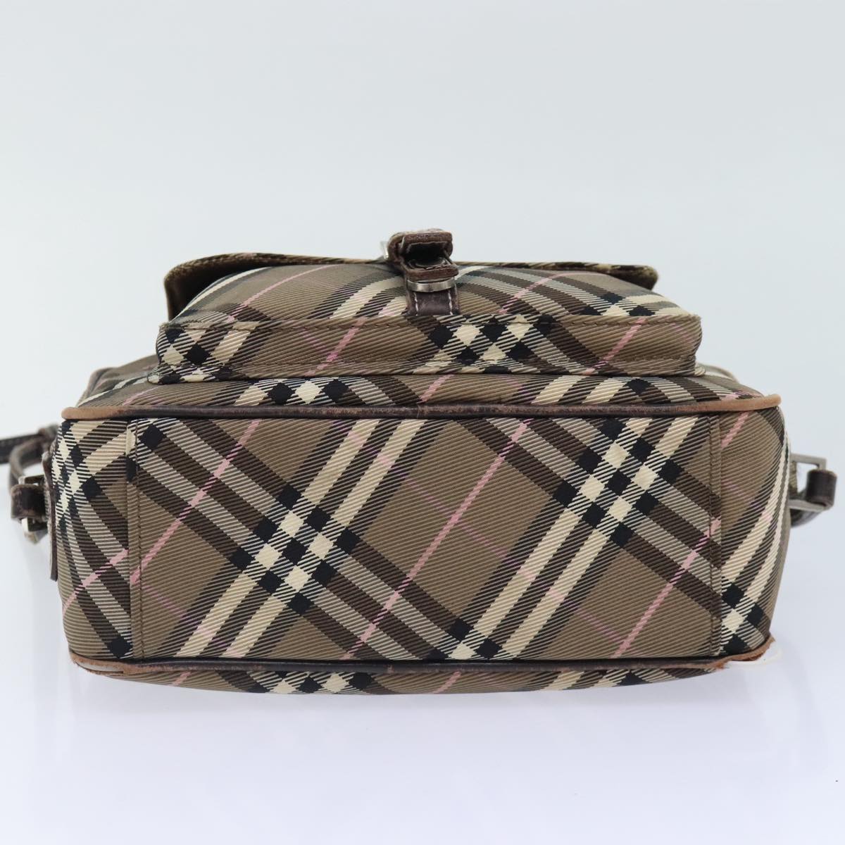 BURBERRY Nova Check Blue Label Shoulder Bag Nylon Brown