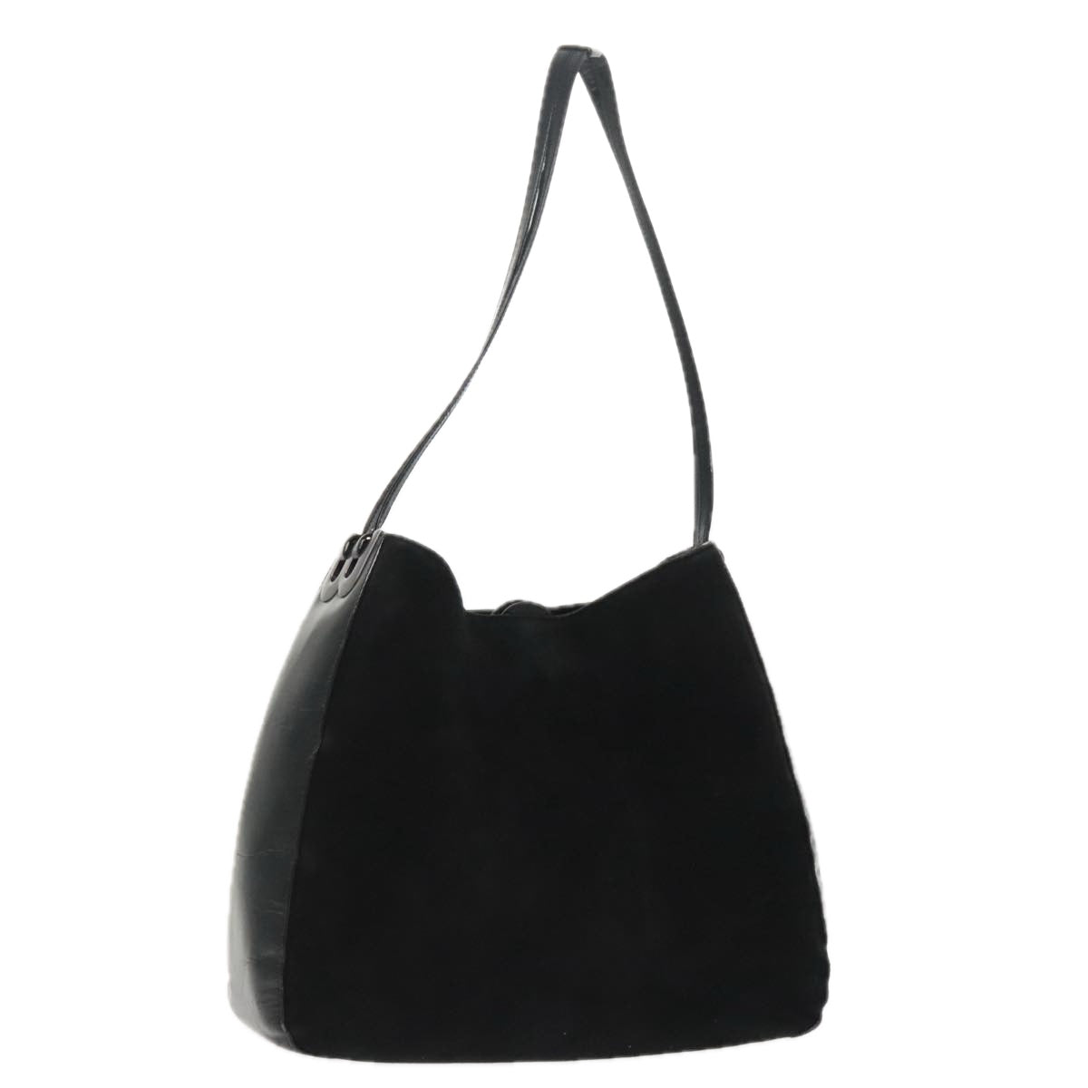 BALLY Shoulder Bag Suede Leather Black Silver