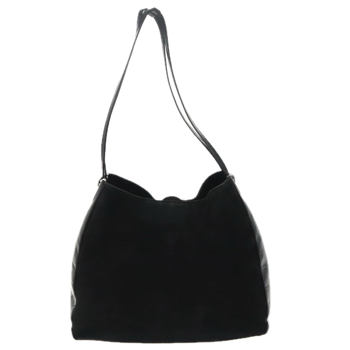 BALLY Shoulder Bag Suede Leather Black Silver