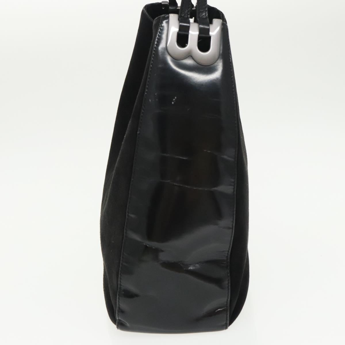 BALLY Shoulder Bag Suede Leather Black Silver