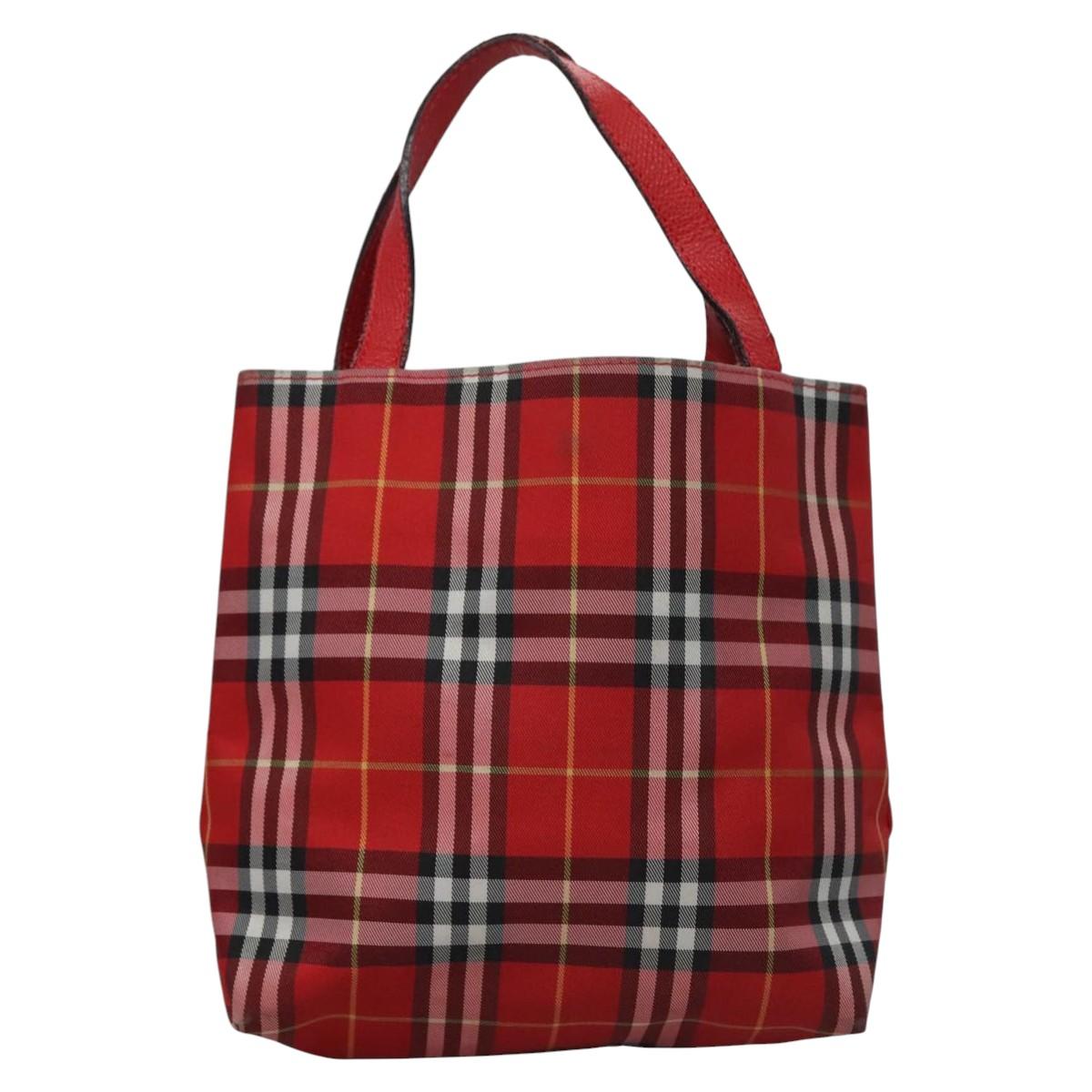 BURBERRY Nova Check Hand Bag Nylon Red