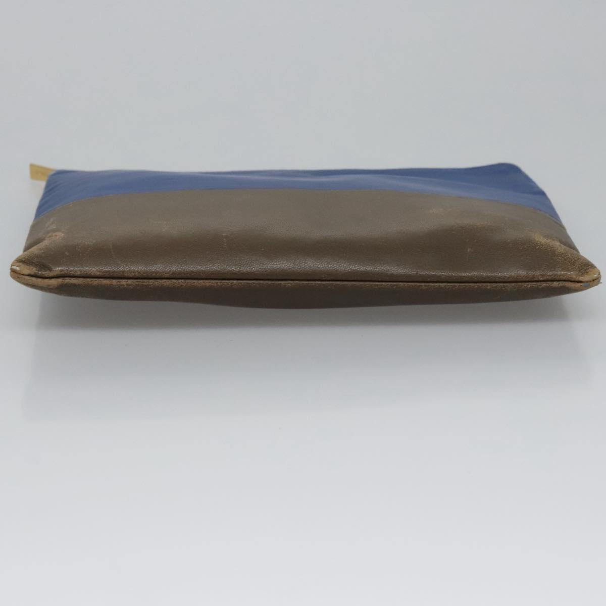 CELINE Pouch Leather Blue Gold