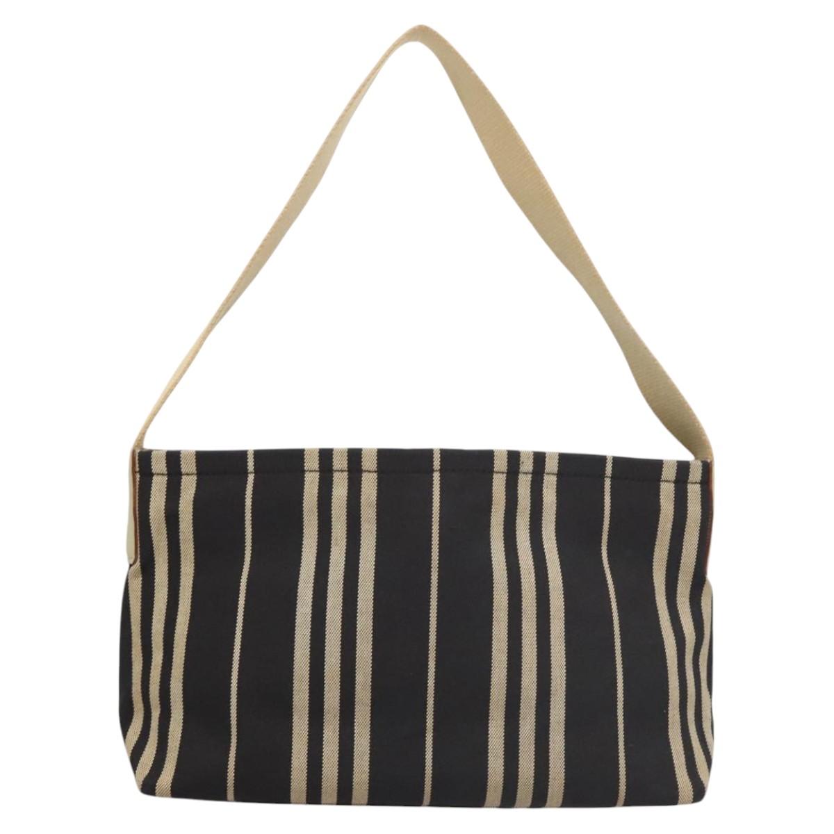 BURBERRY Shoulder Bag Canvas Navy Silver