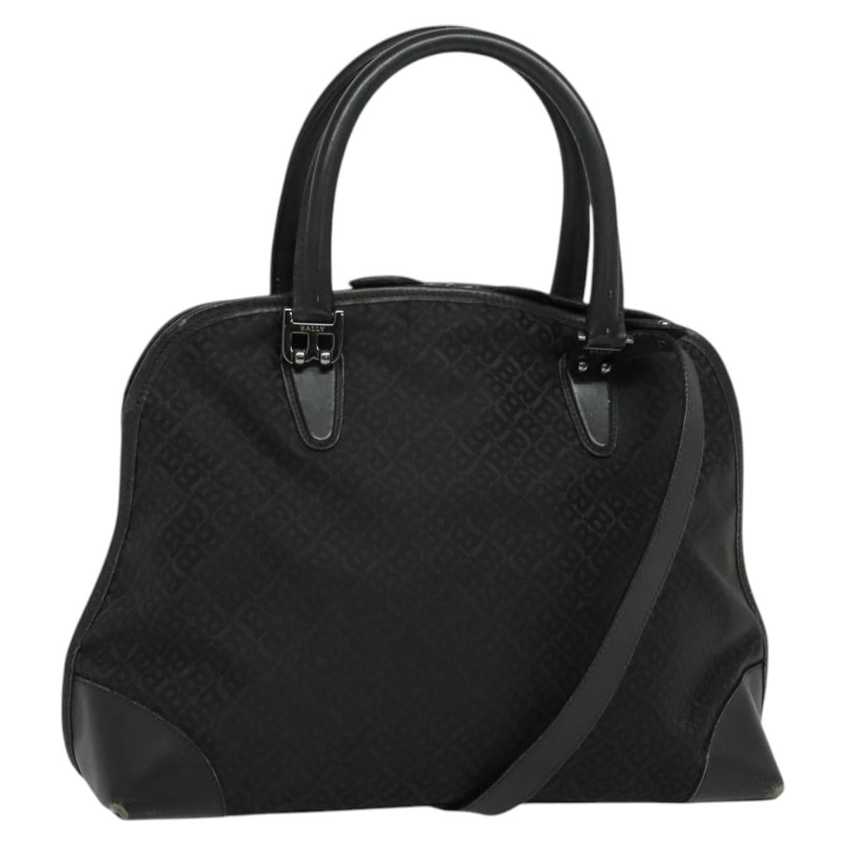 BALLY Hand Bag Nylon 2way Black Silver