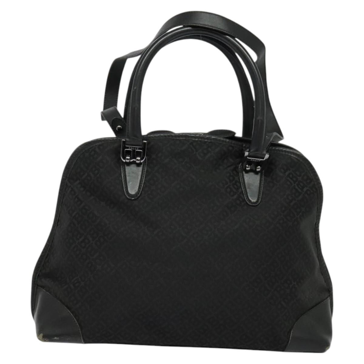 BALLY Hand Bag Nylon 2way Black Silver