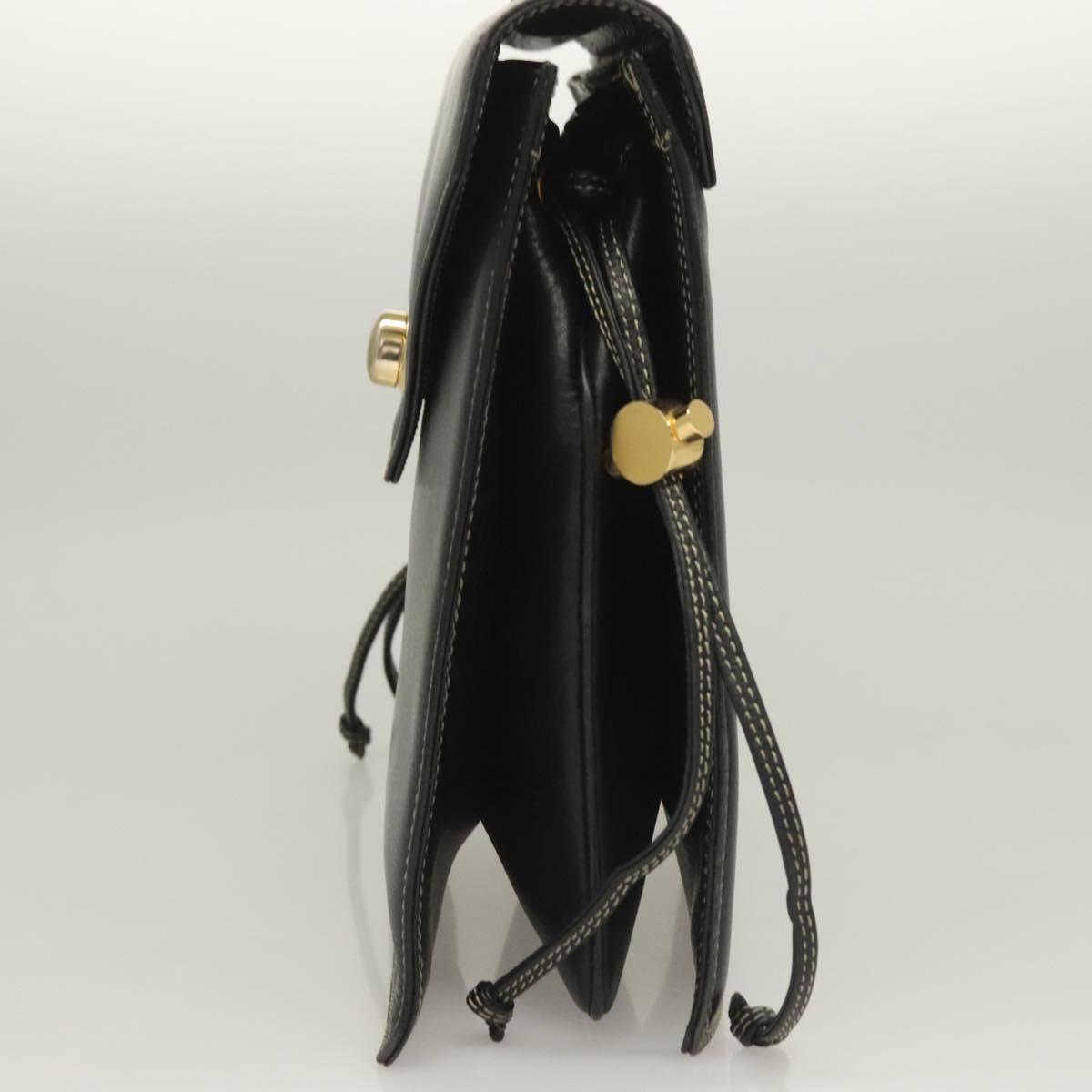 BALLY Hand Bag Leather Black Gold
