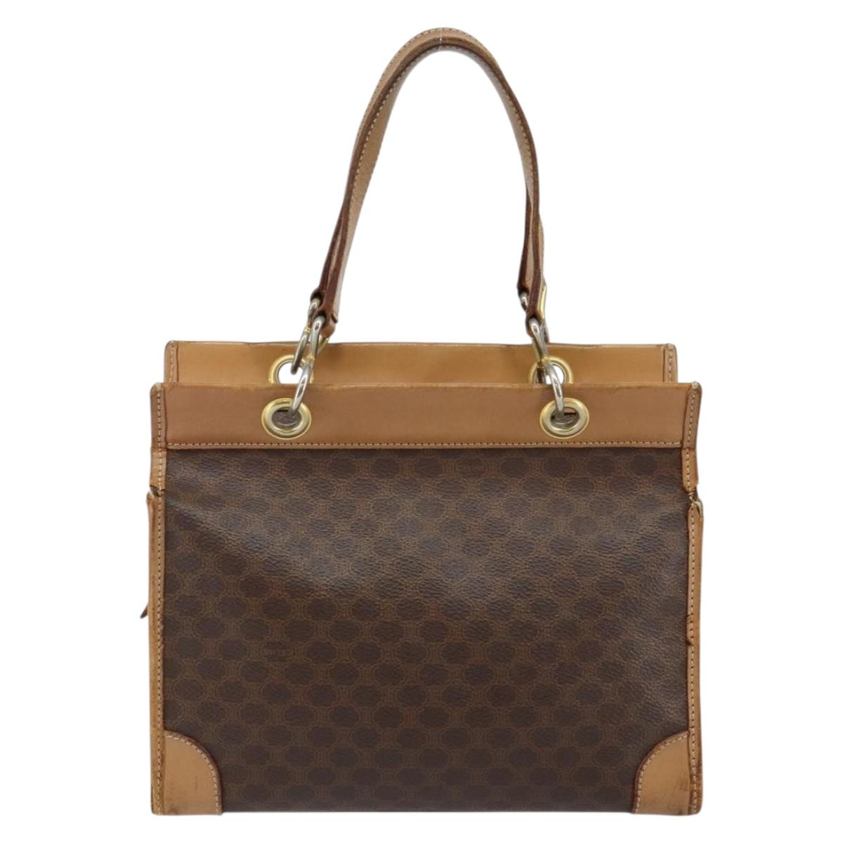 CELINE Macadam Canvas Hand Bag Brown Gold