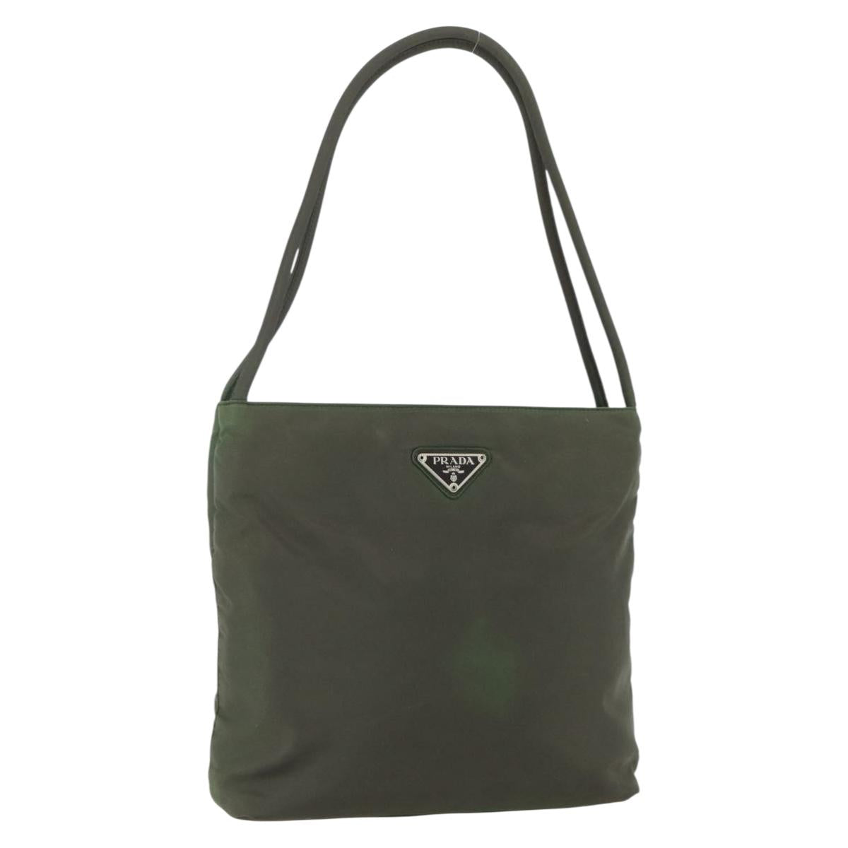 PRADA Shoulder Bag Nylon Khaki Silver