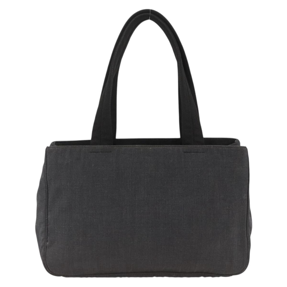 PRADA Hand Bag Canvas Gray Silver