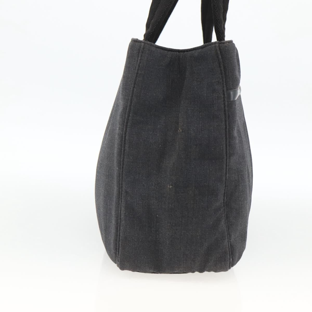 PRADA Hand Bag Canvas Gray Silver
