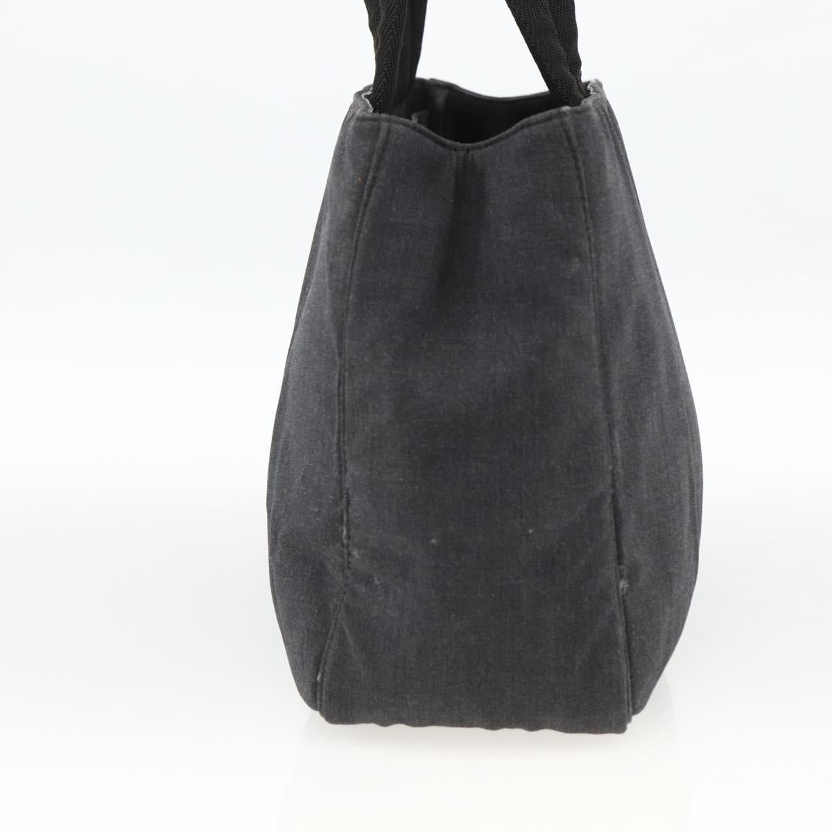 PRADA Hand Bag Canvas Gray Silver