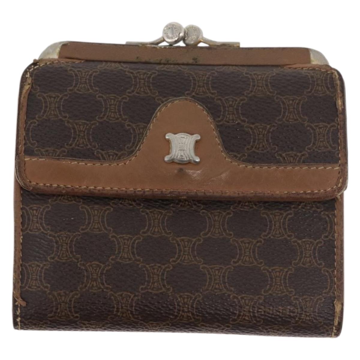 CELINE Macadam Canvas Wallet PVC 2 Set Brown Beige