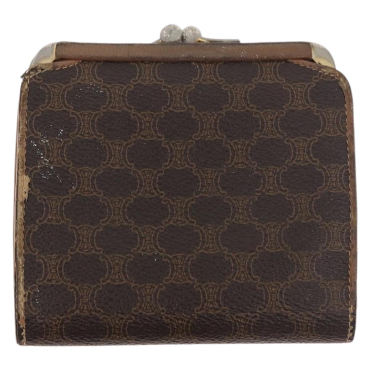 CELINE Macadam Canvas Wallet PVC 2 Set Brown Beige
