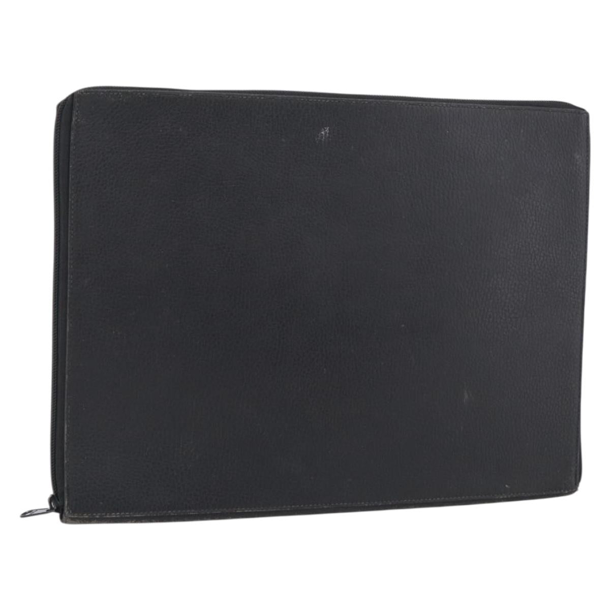 HERMES Clutch Bag Leather Black