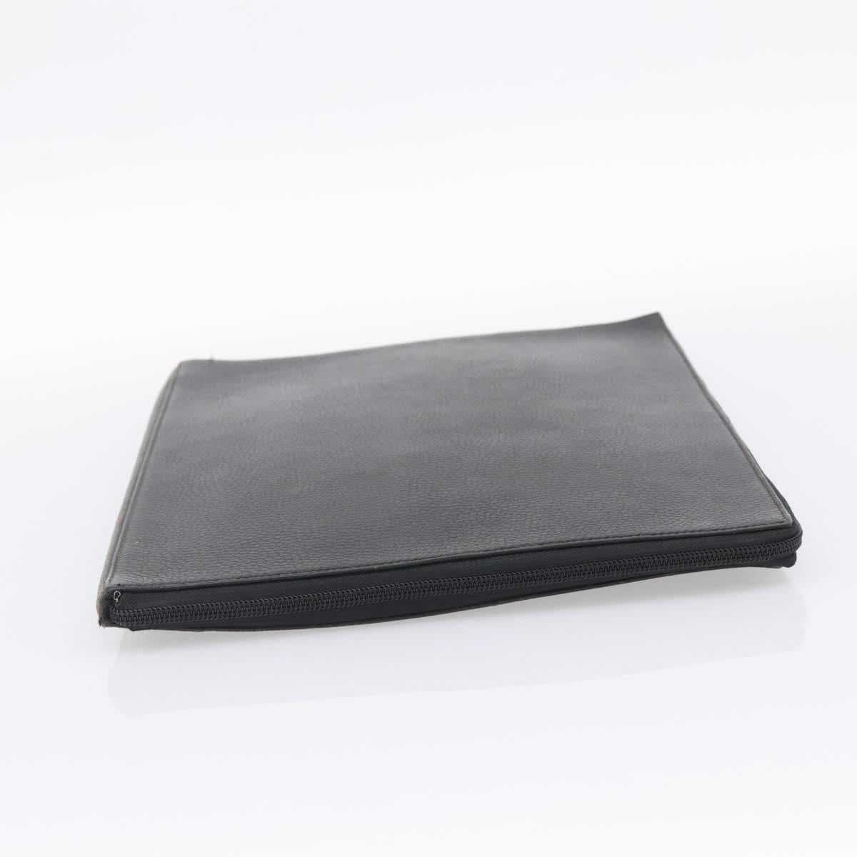 HERMES Clutch Bag Leather Black