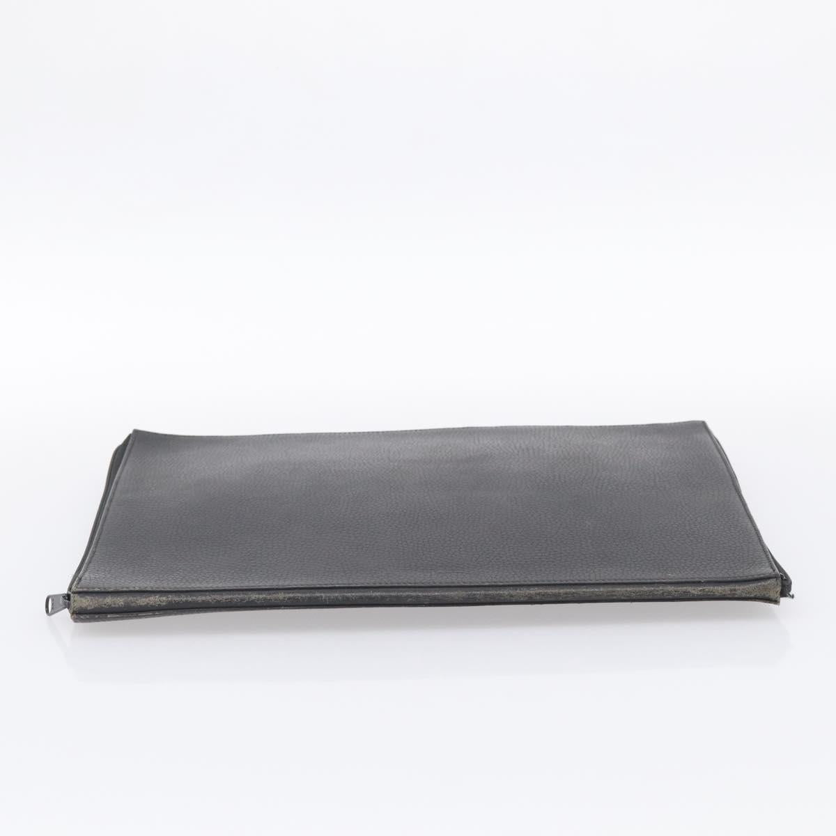 HERMES Clutch Bag Leather Black