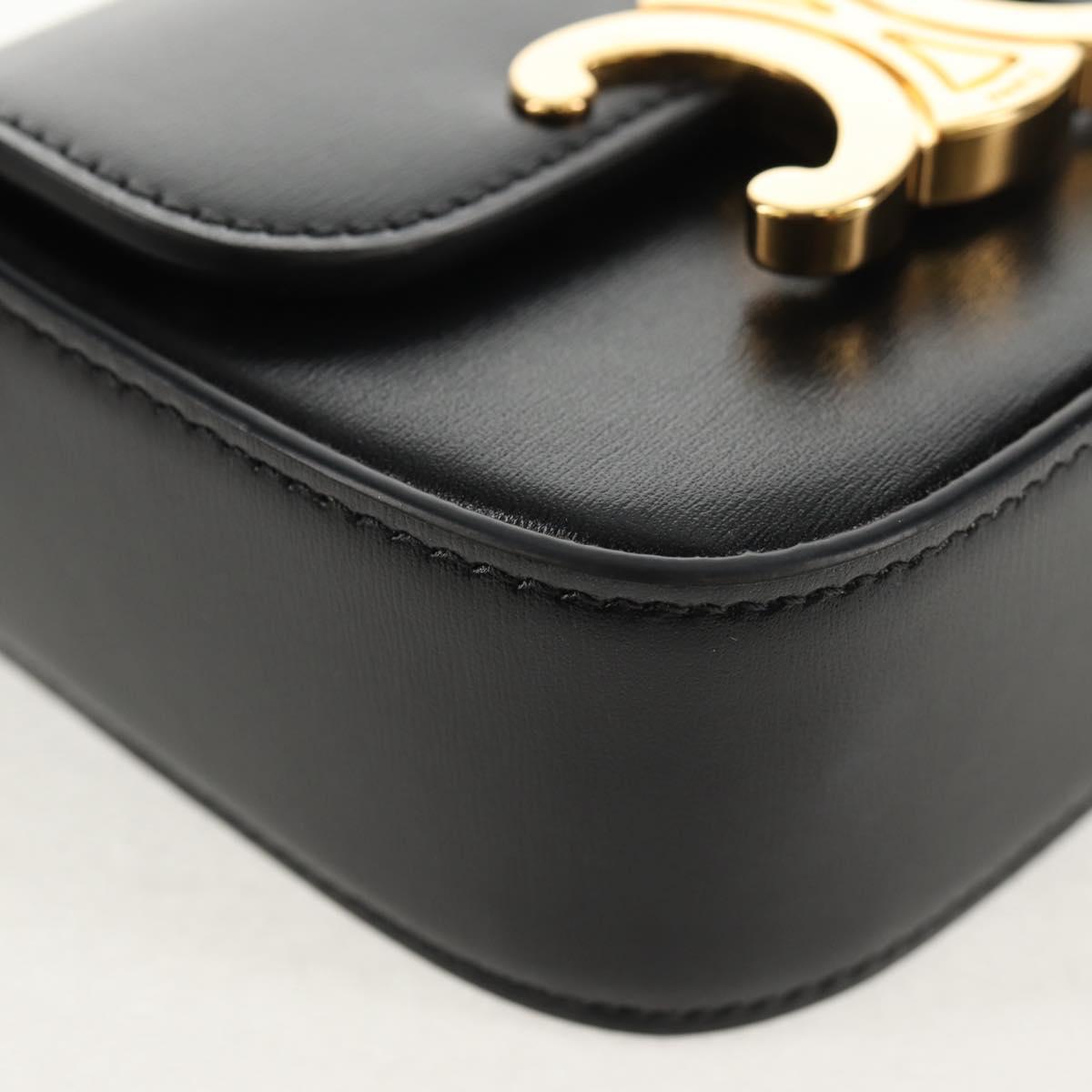CELINE Mini Triomphe Shoulder Bag Leather Black Gold