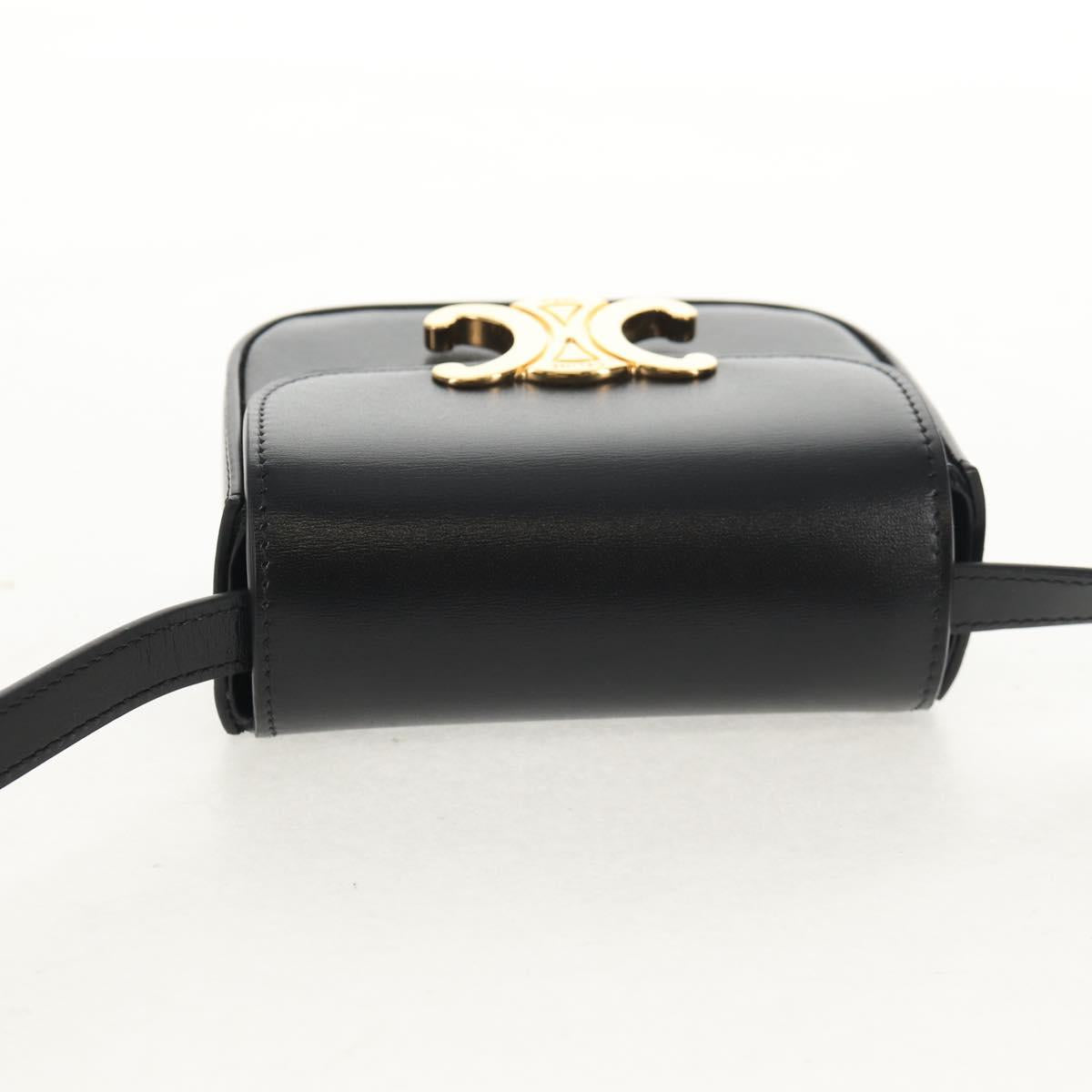 CELINE Mini Triomphe Shoulder Bag Leather Black Gold