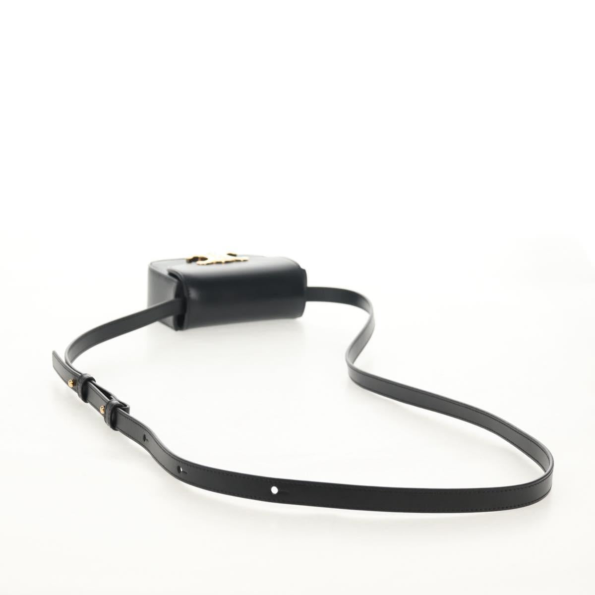CELINE Mini Triomphe Shoulder Bag Leather Black Gold