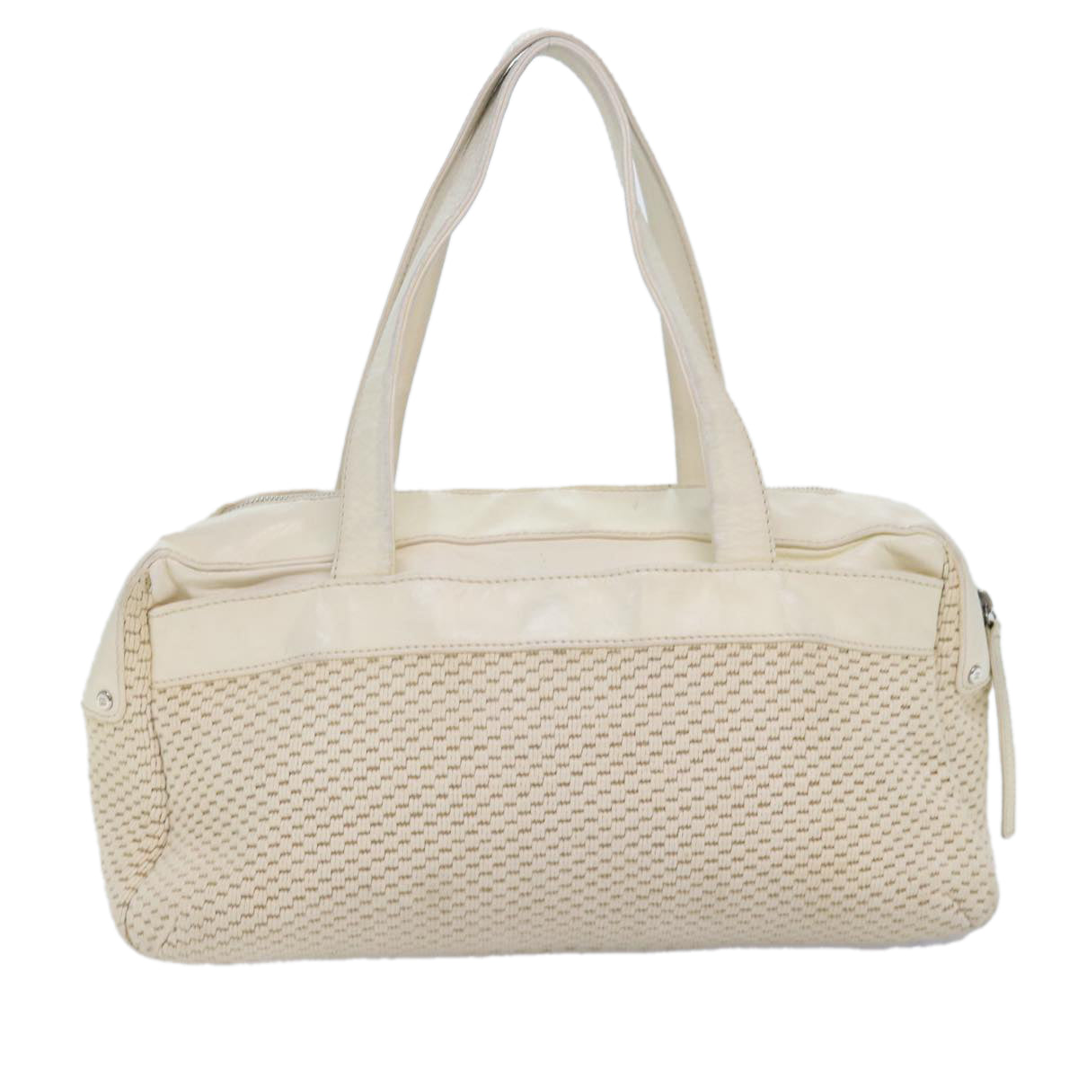 CHANEL Hand Bag Canvas Leather Beige CC