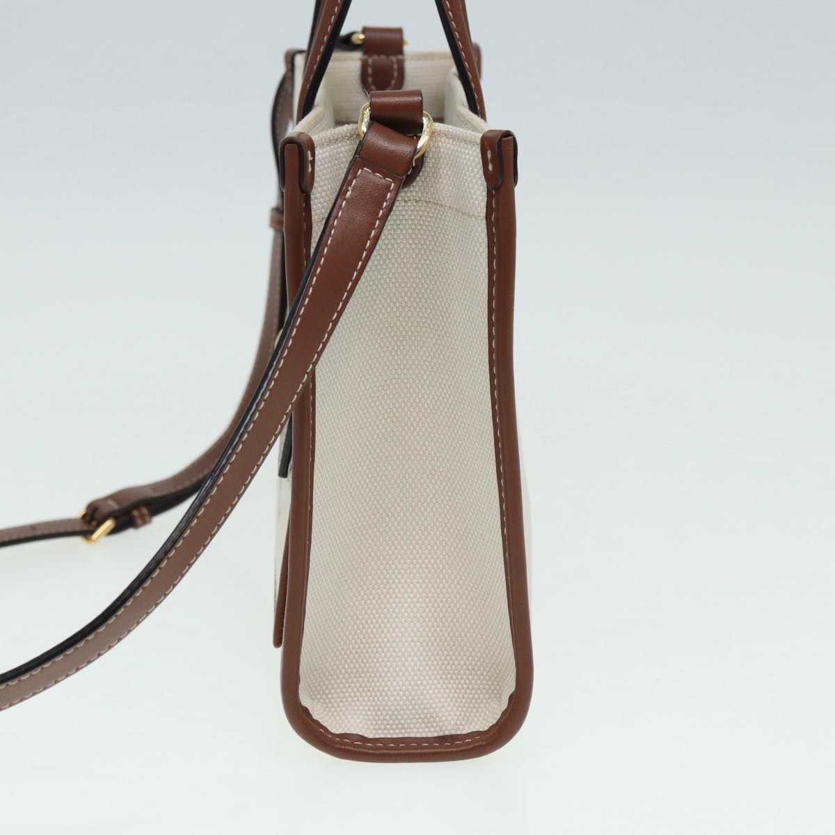 BURBERRY Hand Bag Canvas Leather Beige