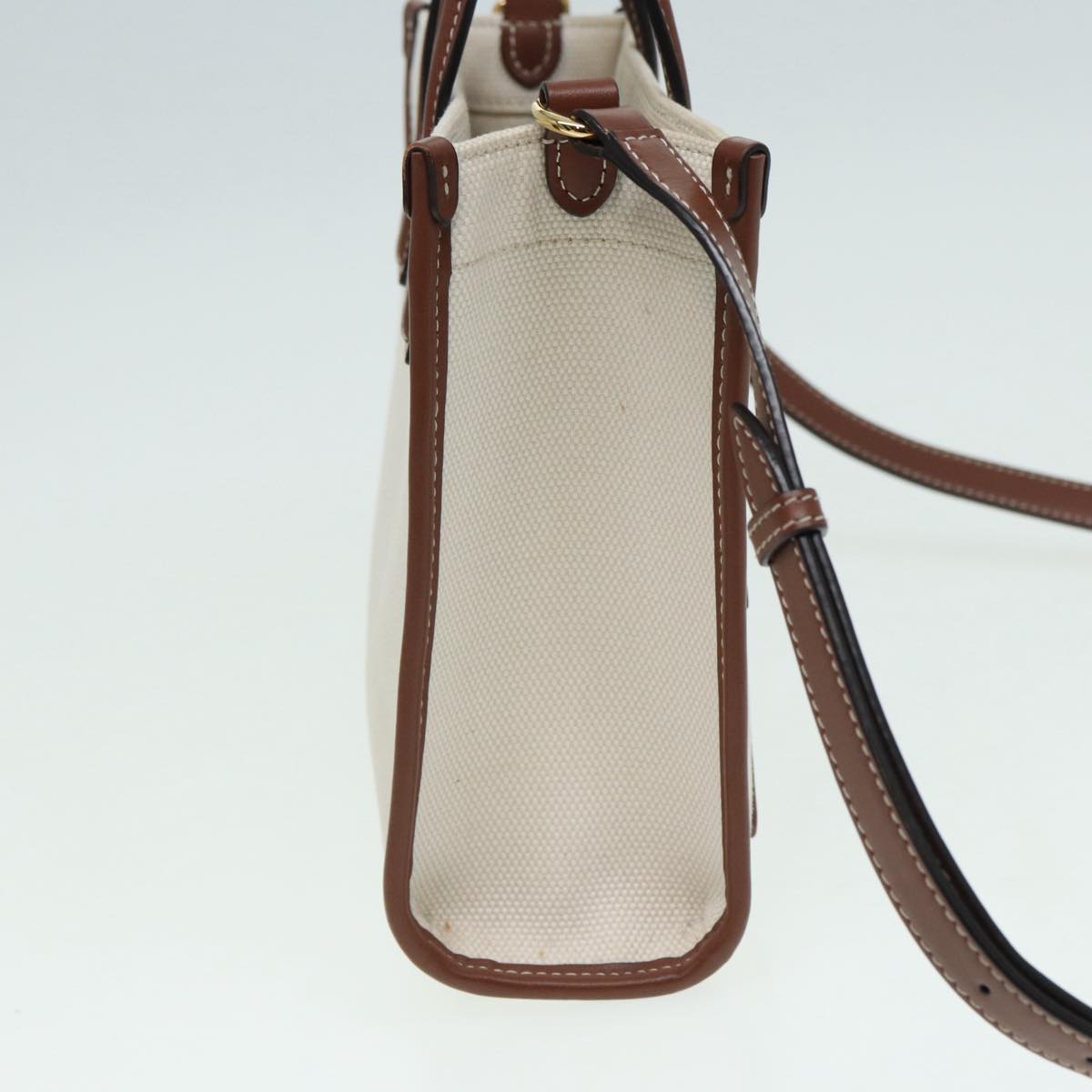 BURBERRY Hand Bag Canvas Leather Beige