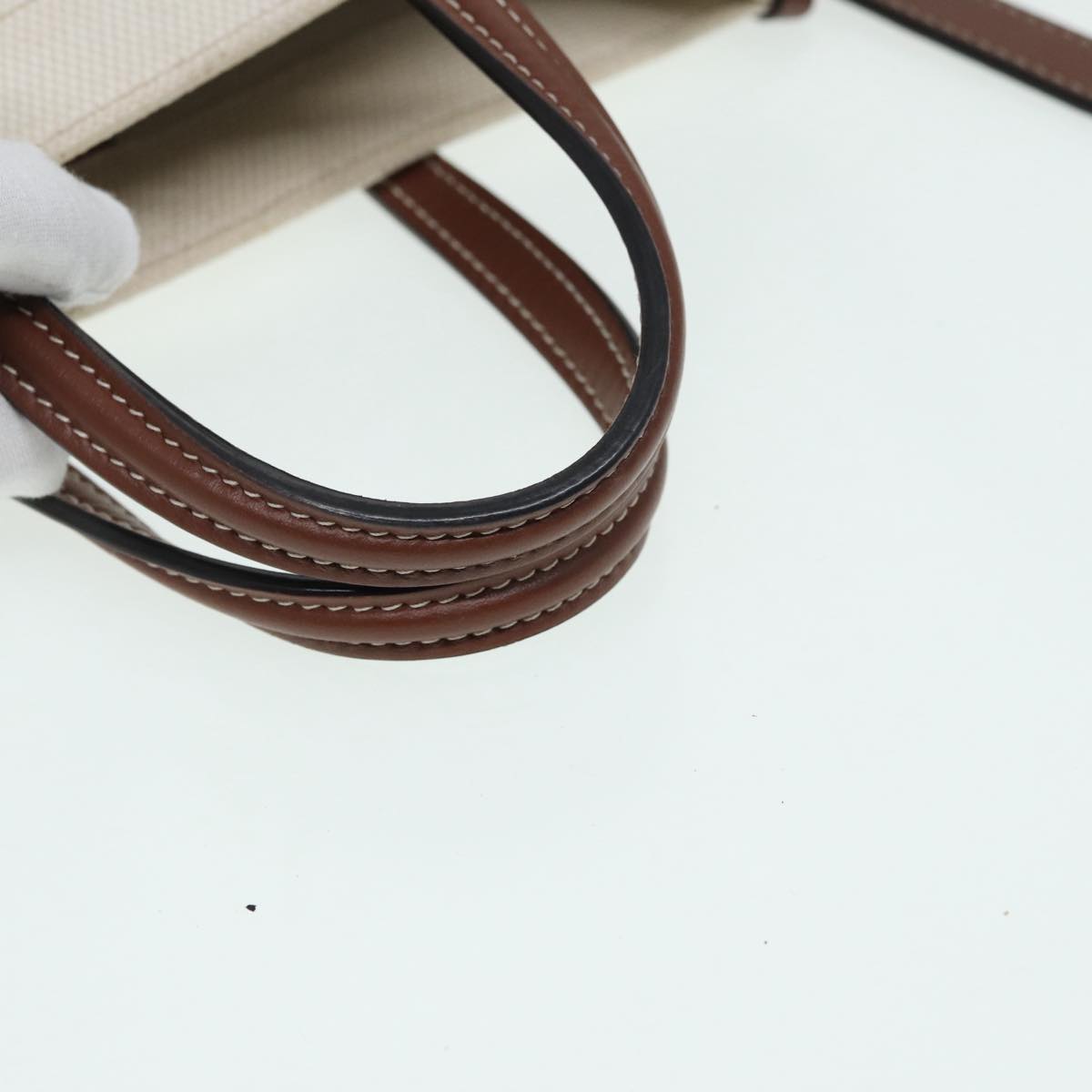 BURBERRY Hand Bag Canvas Leather Beige