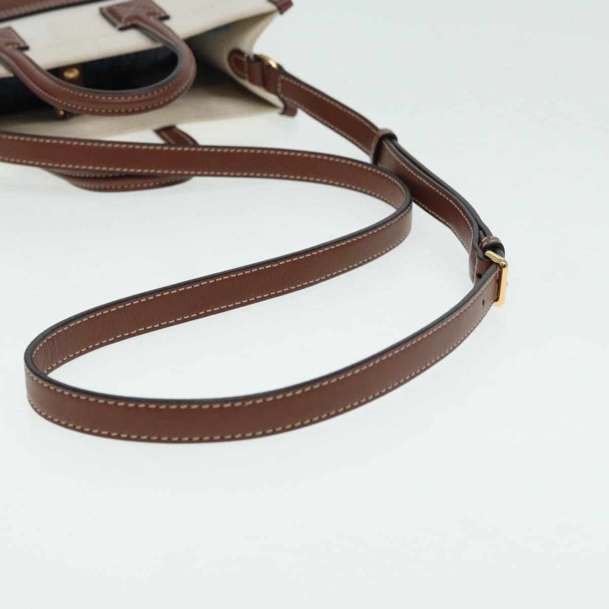 BURBERRY Hand Bag Canvas Leather Beige