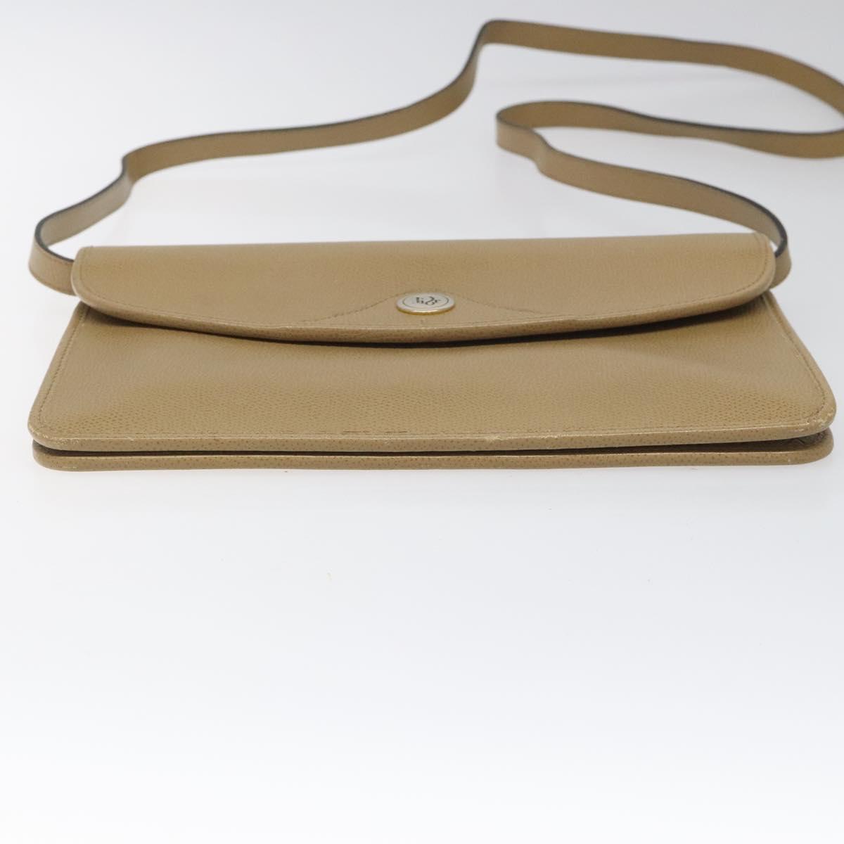 Christian Dior Shoulder Bag Leather Beige