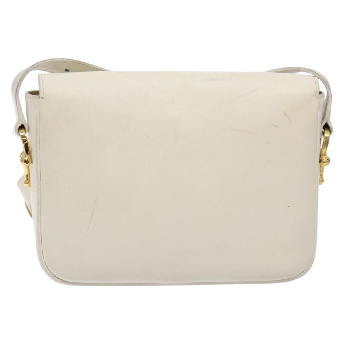CELINE Shoulder Bag Leather Gold White
