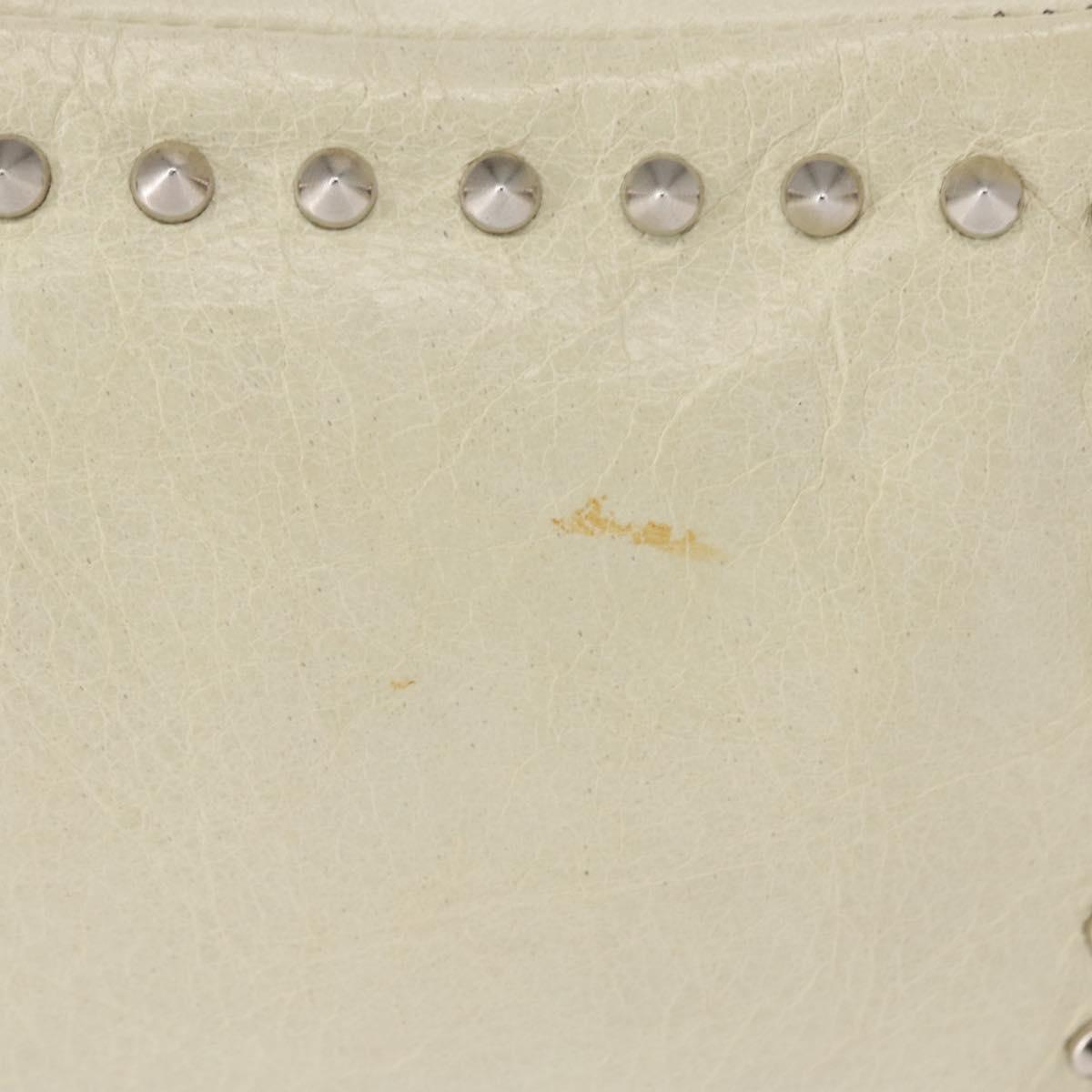 Miu Miu Chain Shoulder Bag Leather Cream Silver