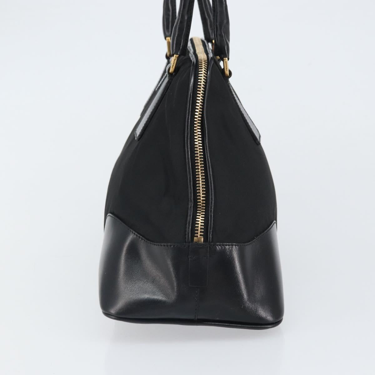 PRADA Hand Bag Nylon Black Gold