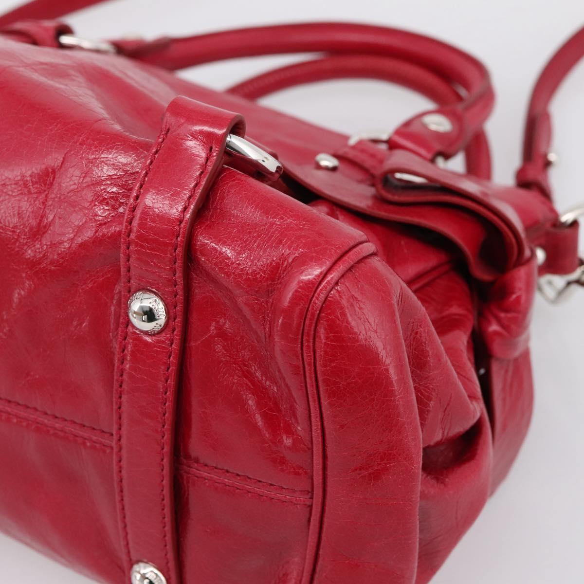 Miu Miu Hand Bag Leather 2way Red Silver
